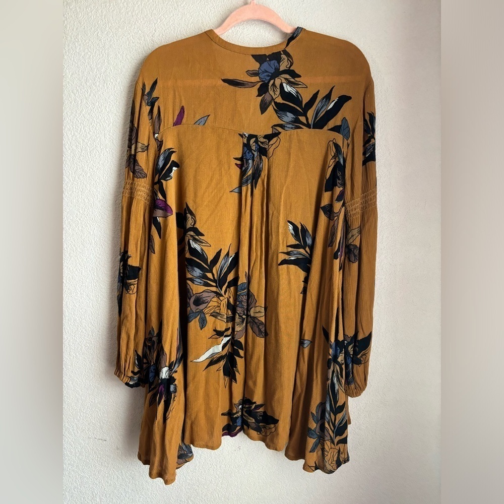 Free People Amber Floral Tree Swing Balloon Sleeve Boho Tunic Mini Dress XS - Picture 4 of 12